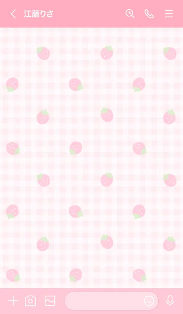 [LINE着せ替え] いちごとチェック柄 ♡ ピンクの画像3