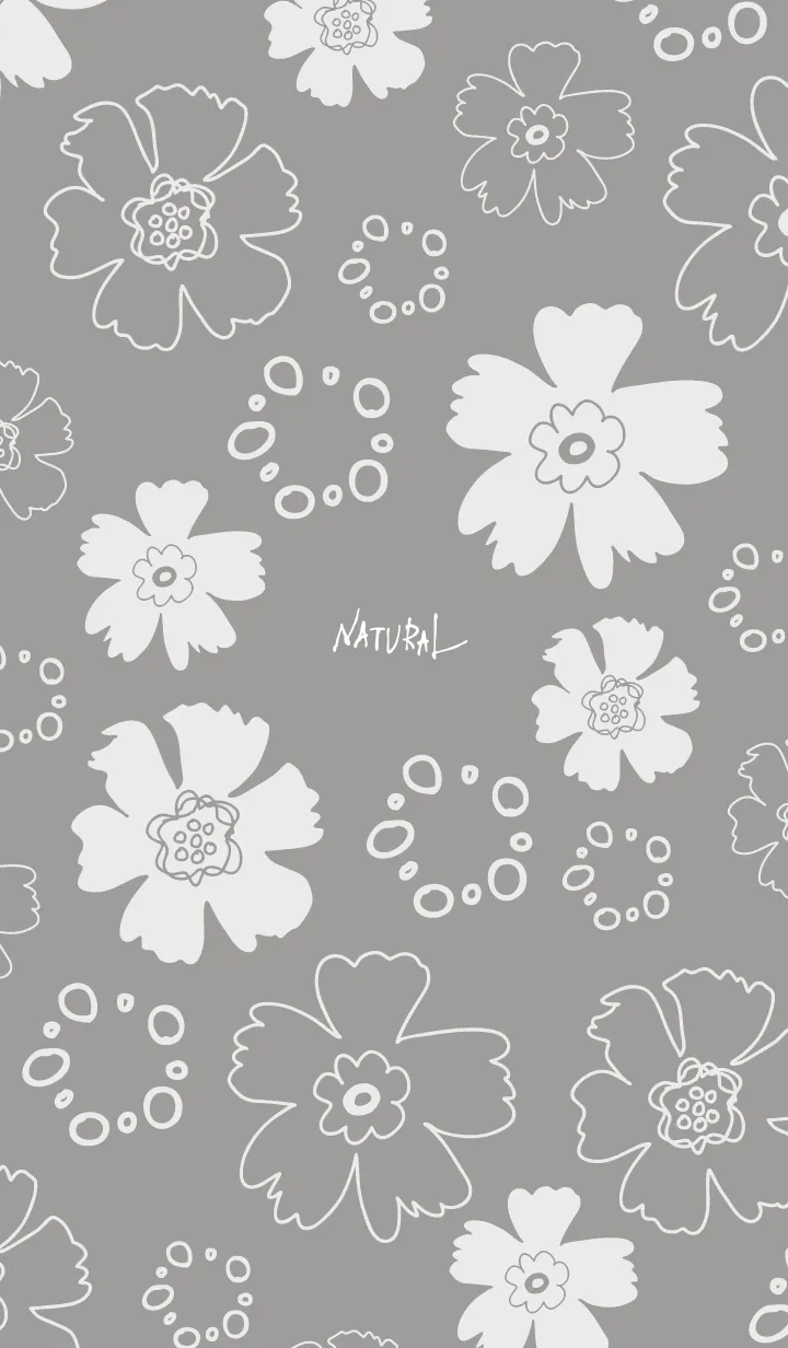 [LINE着せ替え] ナチュラル 花と丸 グレー5の画像1