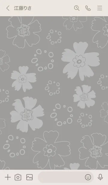 [LINE着せ替え] ナチュラル 花と丸 グレー5の画像3