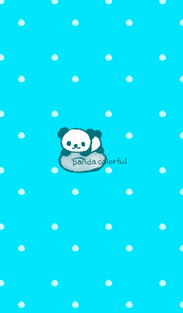[LINE着せ替え] Panda colorful - light blue Polka dotsの画像1