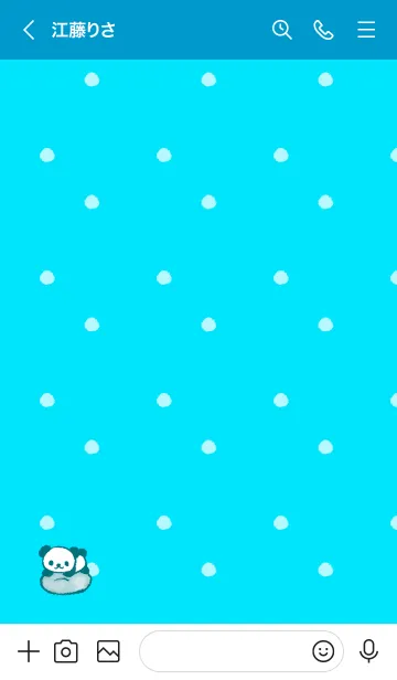 [LINE着せ替え] Panda colorful - light blue Polka dotsの画像3
