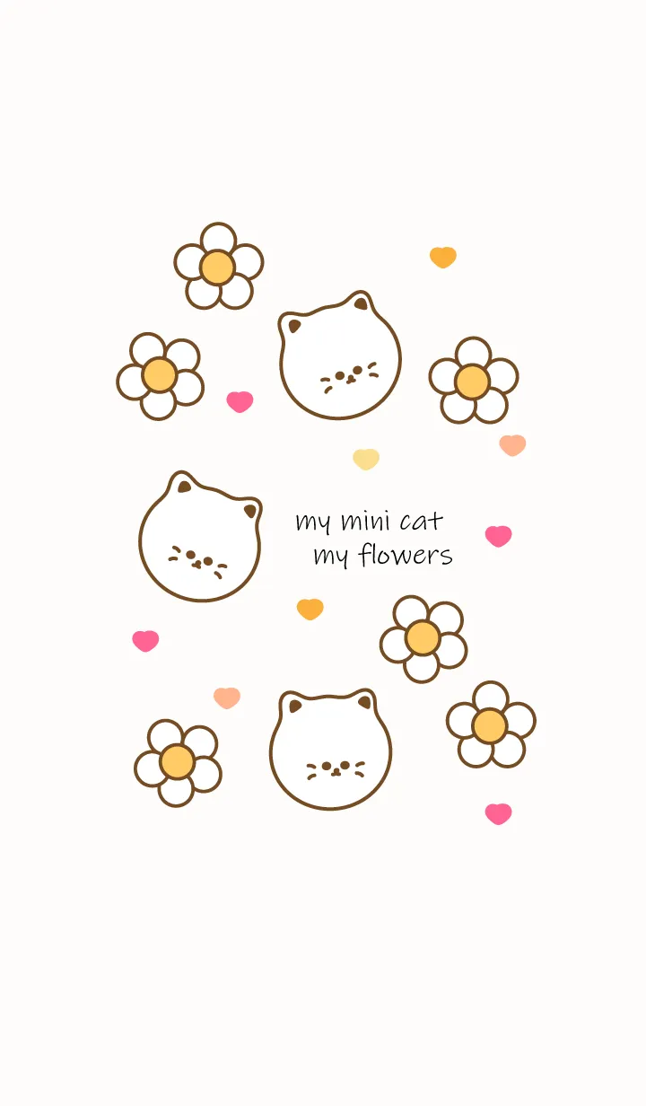 [LINE着せ替え] Mini cat & flowers 10の画像1