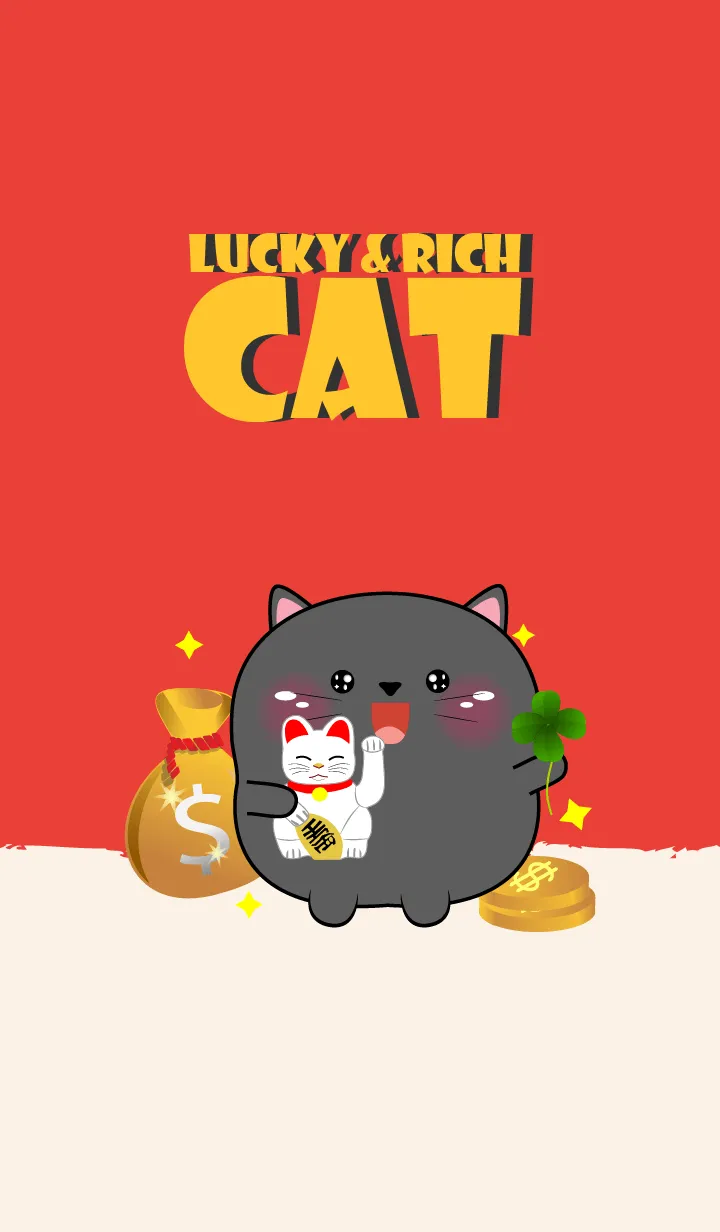 [LINE着せ替え] Love Lucky & Rich Black  Cat (JP)の画像1