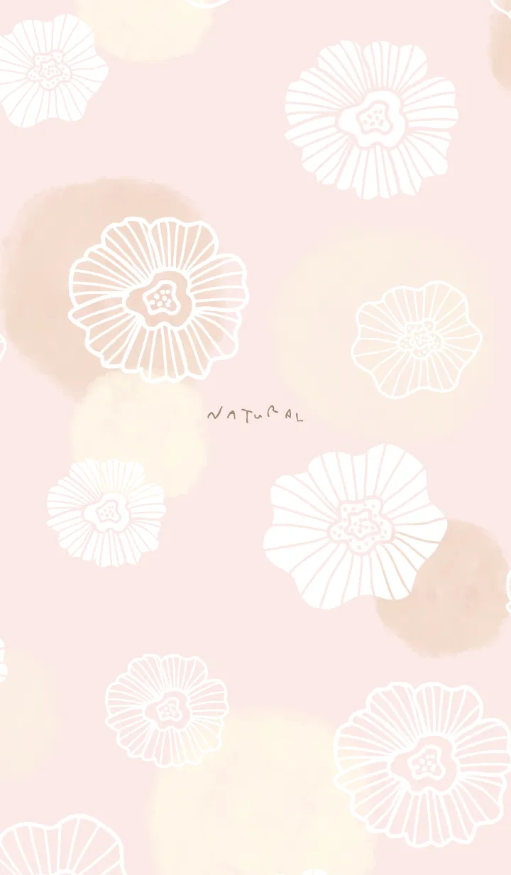 [LINE着せ替え] 花と水彩丸 ベージュ15の画像1