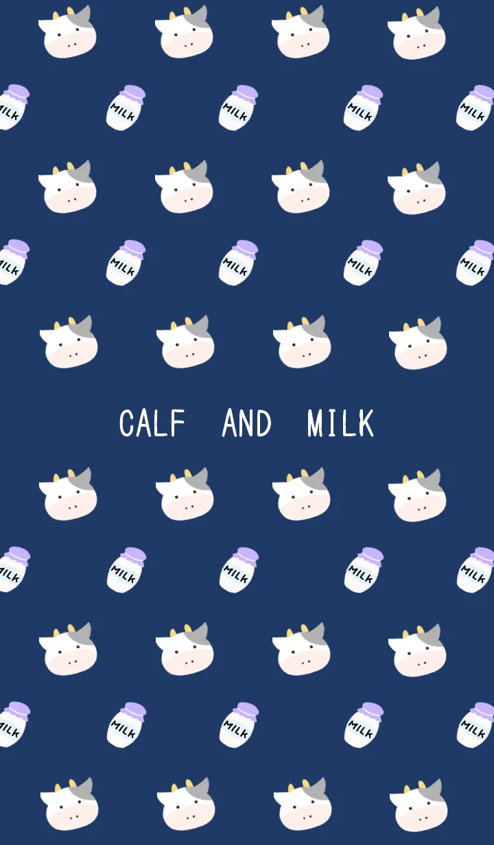 [LINE着せ替え] 仔牛ちゃんとミルク ネイビーブルーの画像1