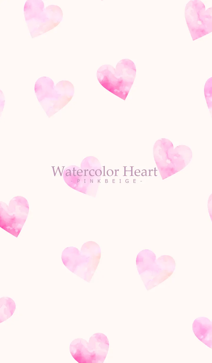 [LINE着せ替え] Watercolor Heart-PINKBEIGE 8の画像1