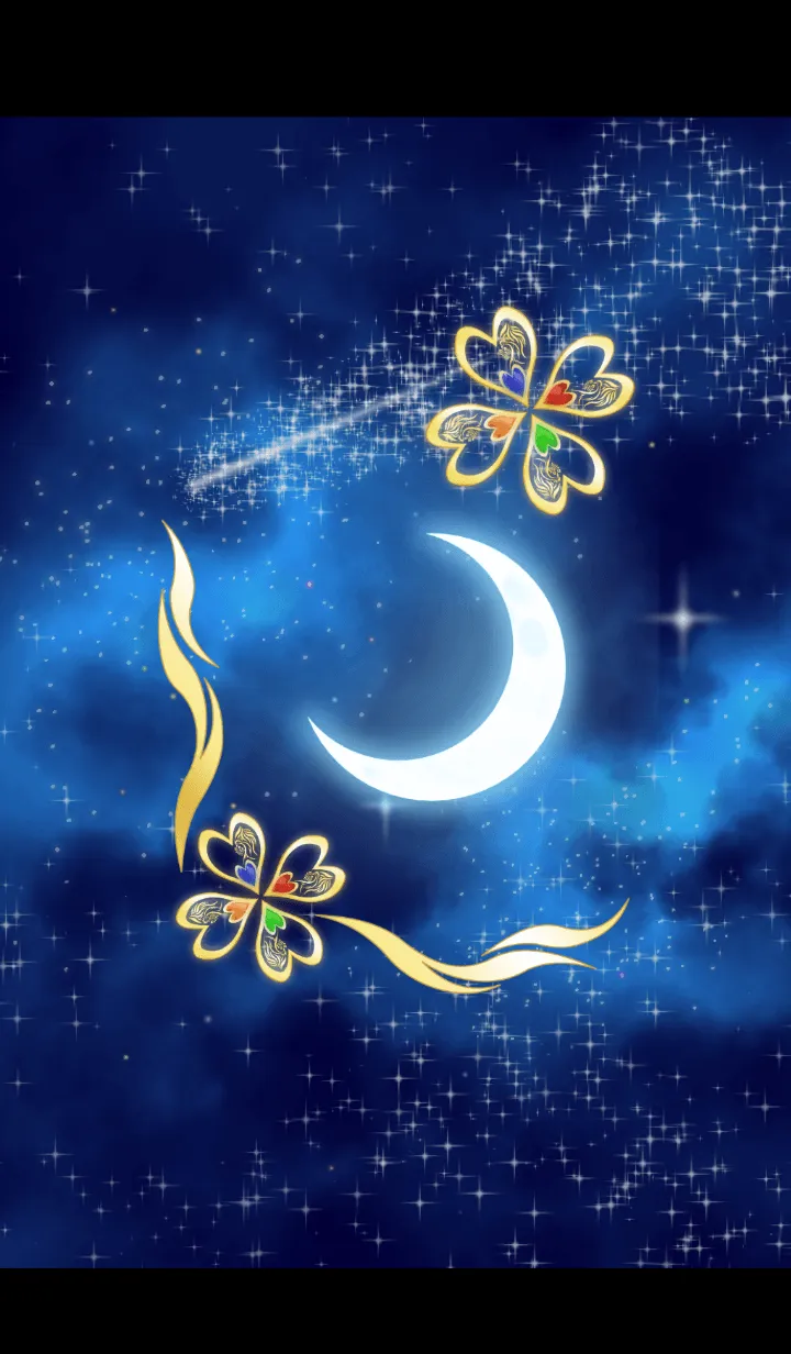 [LINE着せ替え] 三日月と四つ葉のクローバーの画像1