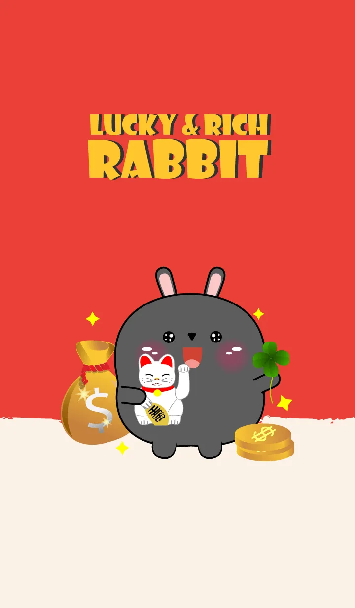 [LINE着せ替え] Love Lucky & Rich Blaack Rabbit (JP)の画像1