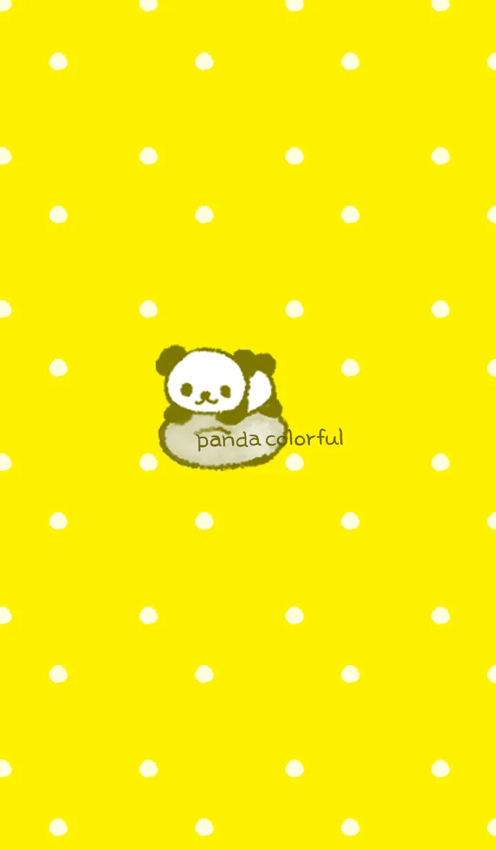 [LINE着せ替え] Panda colorful - Yellow Polka dotsの画像1