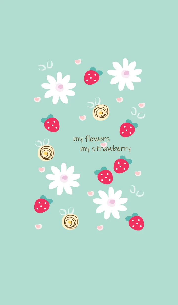 [LINE着せ替え] Cute flowers & Strawberry 10の画像1