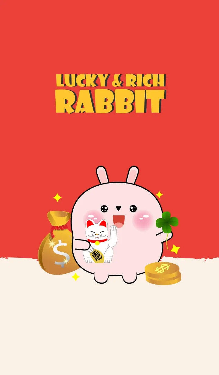 [LINE着せ替え] Love Lucky & Rich Pink Rabbit (JP)の画像1