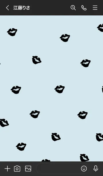 [LINE着せ替え] 黒キスマーク ブルー4の画像3