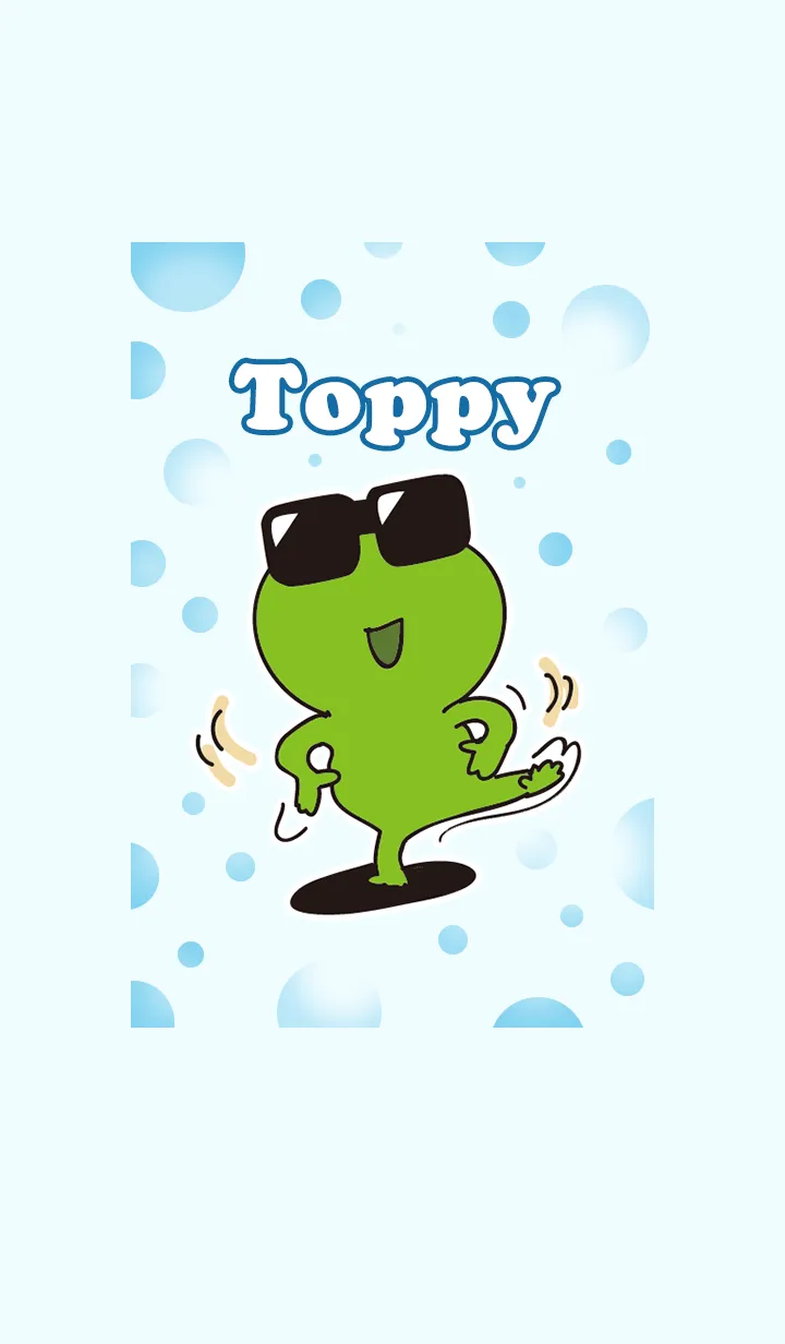 [LINE着せ替え] サングラス蛙TOPPY 着せ替え02 水色の画像1