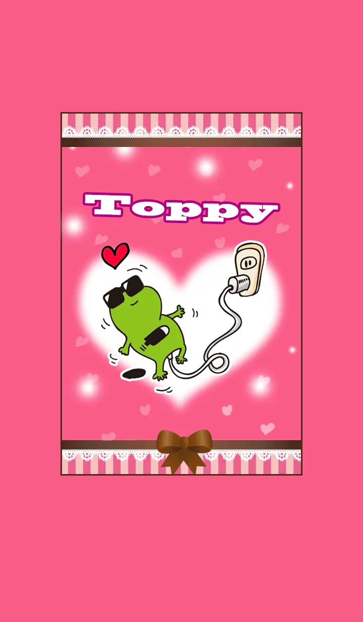 [LINE着せ替え] サングラス蛙TOPPY 着せ替え 03 ピンクの画像1