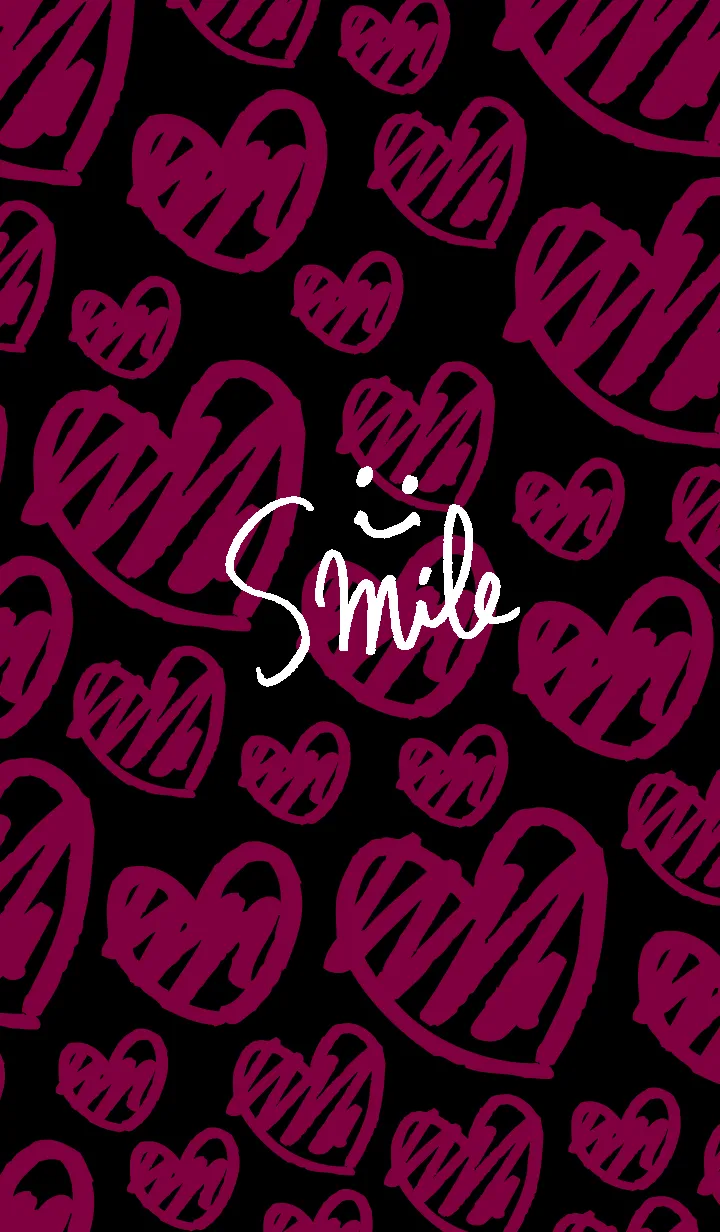 [LINE着せ替え] 黑ピンクハート スマイル16の画像1