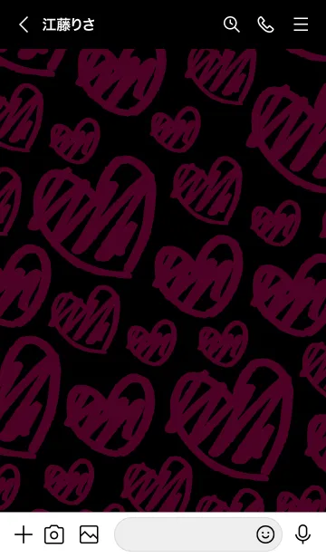 [LINE着せ替え] 黑ピンクハート スマイル16の画像3