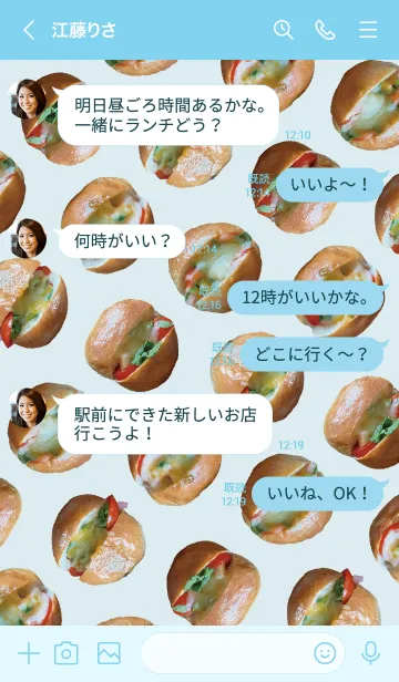[LINE着せ替え] 青 : ミニサンドイッチの画像4