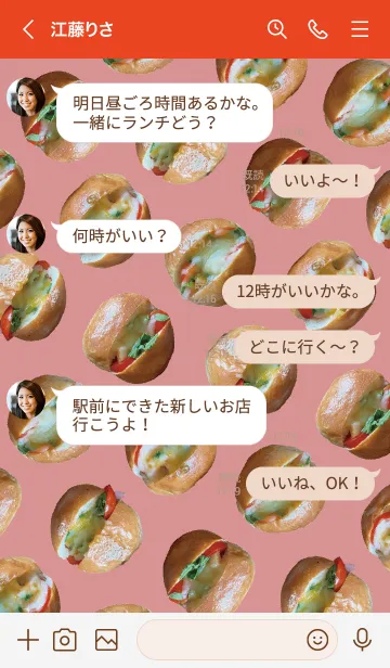 [LINE着せ替え] 赤 : ミニサンドイッチの画像4