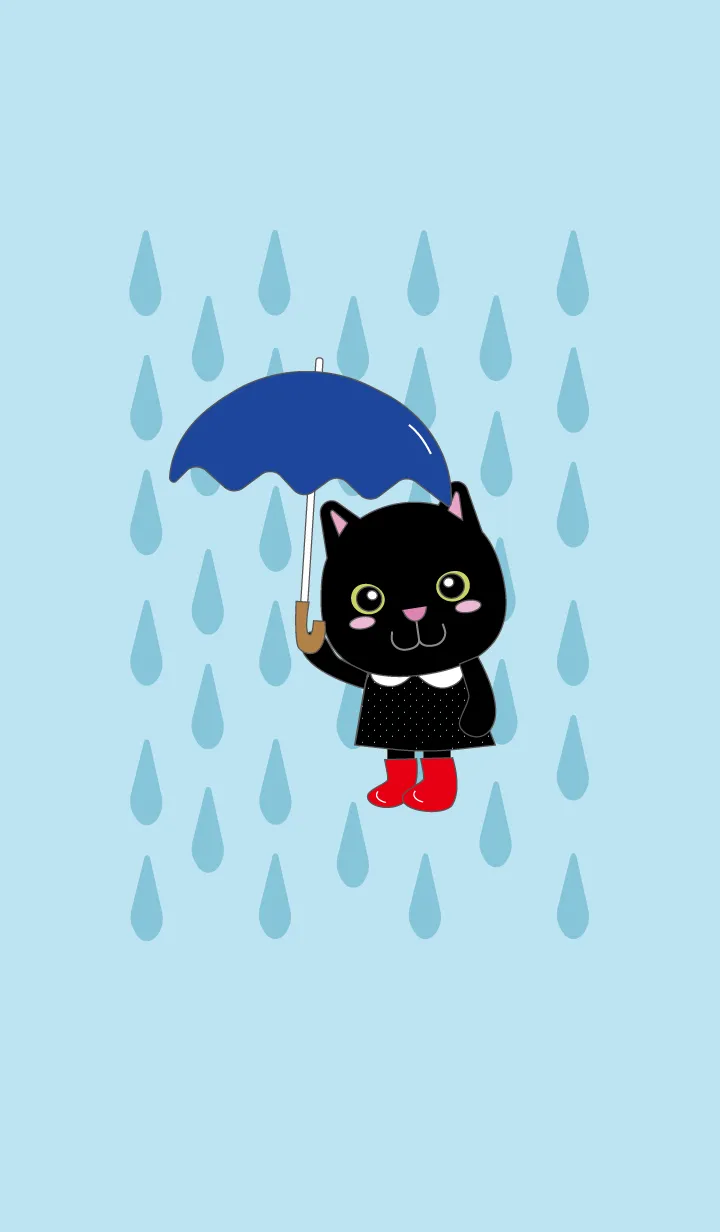 [LINE着せ替え] 黒猫着せかえ：梅雨バージョン ver2の画像1