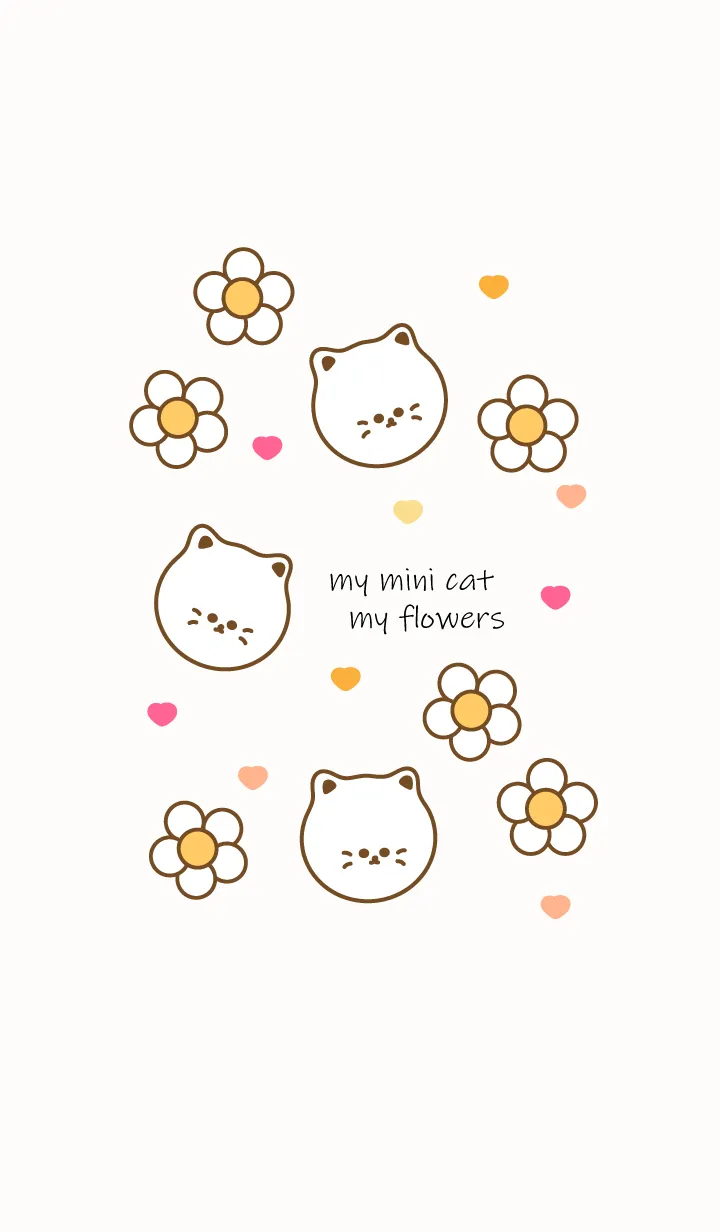 [LINE着せ替え] Mini cat & flowers 11の画像1