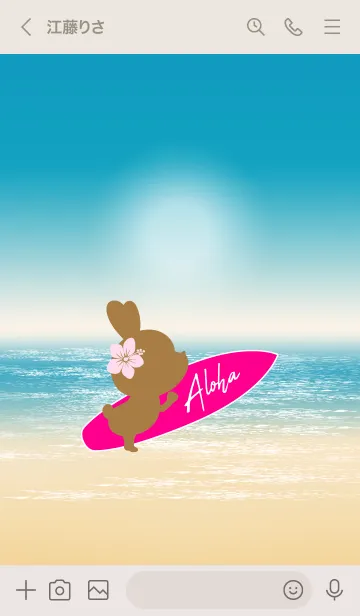 [LINE着せ替え] Rabbits and Surfboard 19の画像3