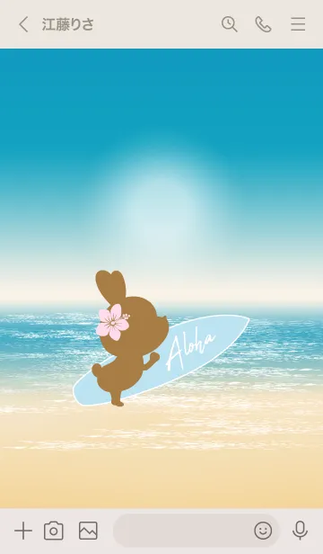 [LINE着せ替え] Rabbits and Surfboard 20の画像3