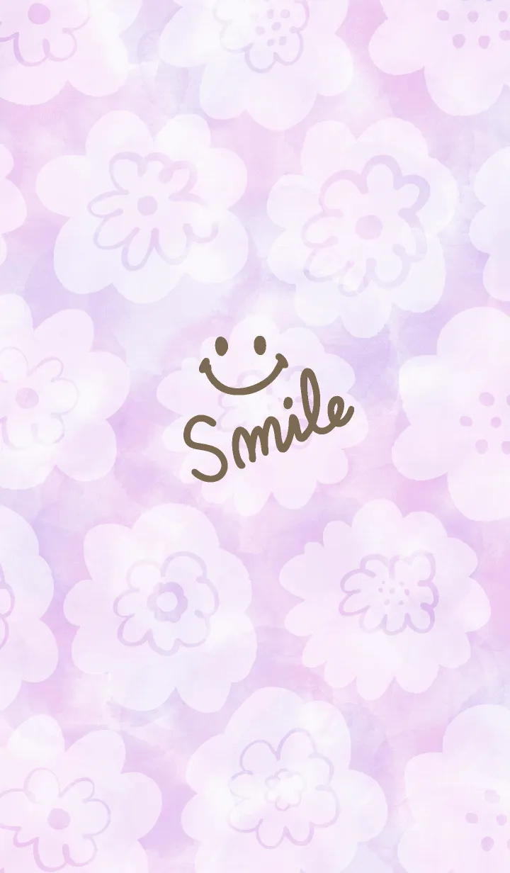 [LINE着せ替え] 水彩にじみ白花スマイル7の画像1