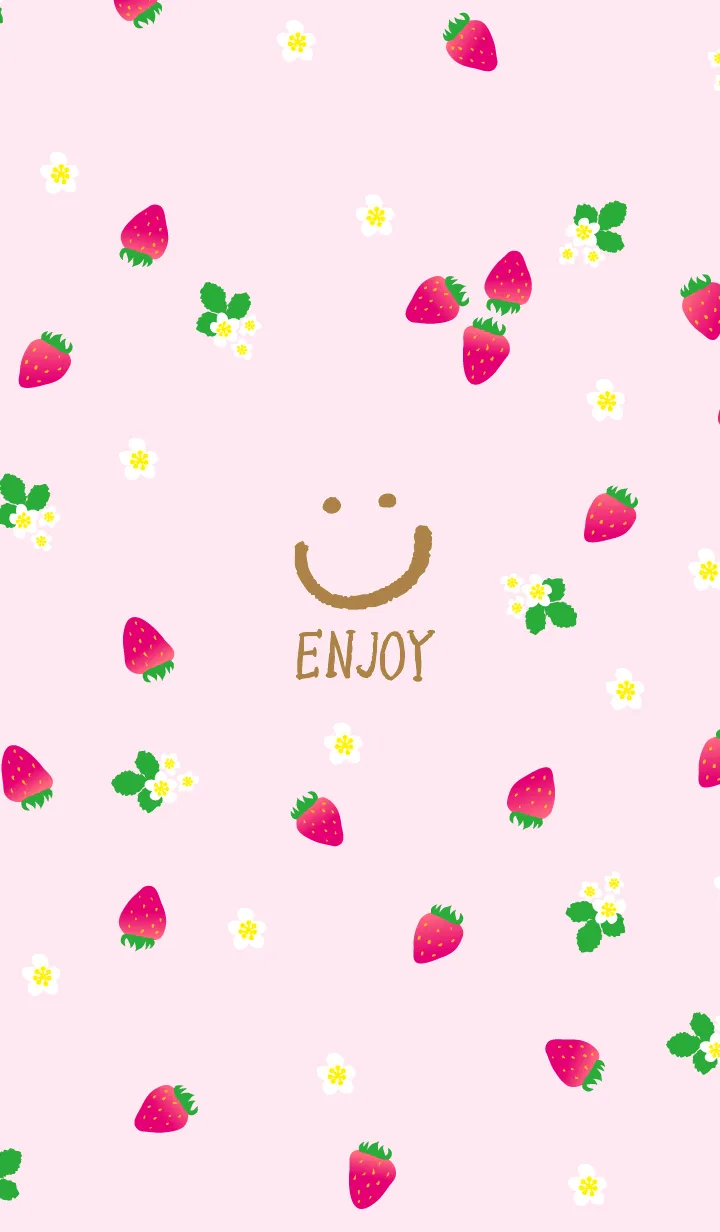 [LINE着せ替え] スマイル苺ピンク色4の画像1