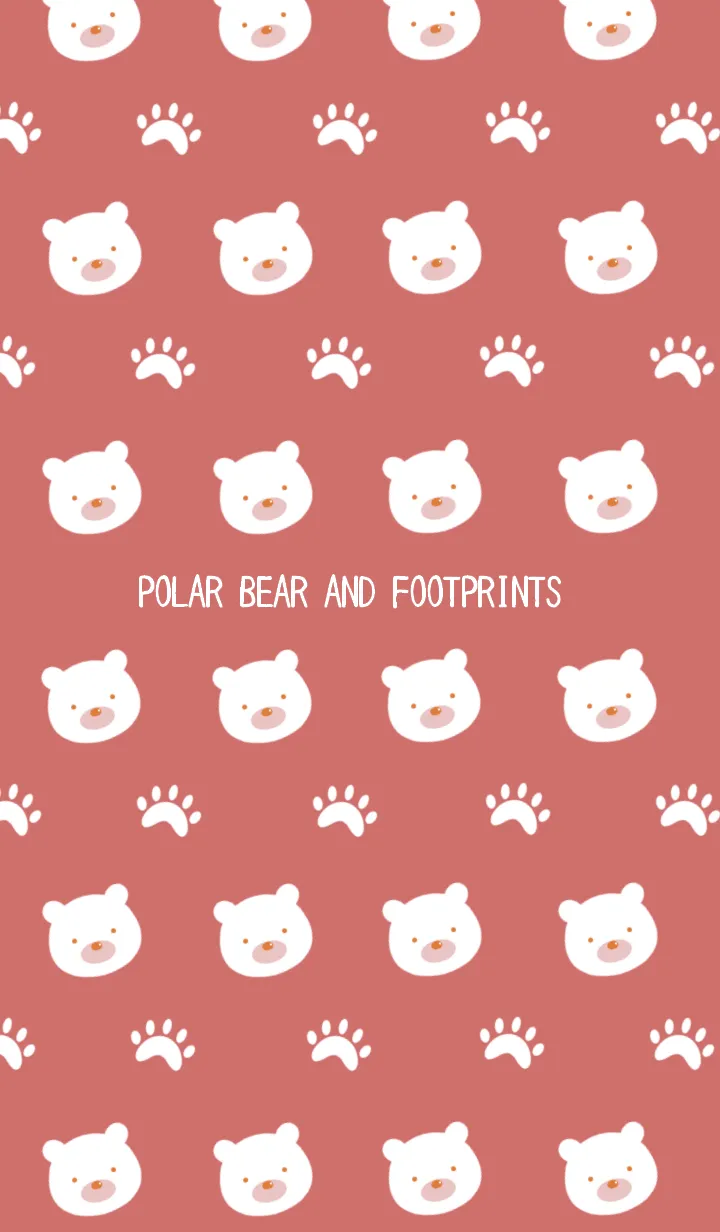 [LINE着せ替え] しろくまと足跡の着せかえ レッドの画像1