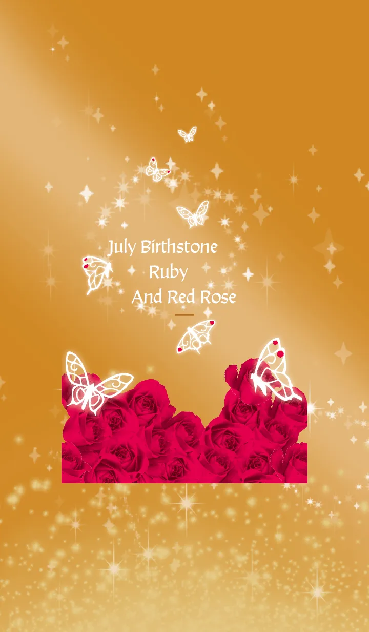 [LINE着せ替え] オレンジ : 7月のルビーと蝶の画像1