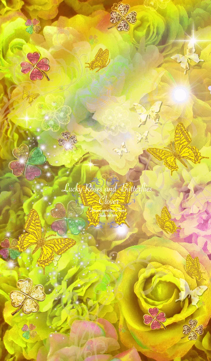 [LINE着せ替え] 運気を最強にする着替えゴールドのバラと蝶の画像1