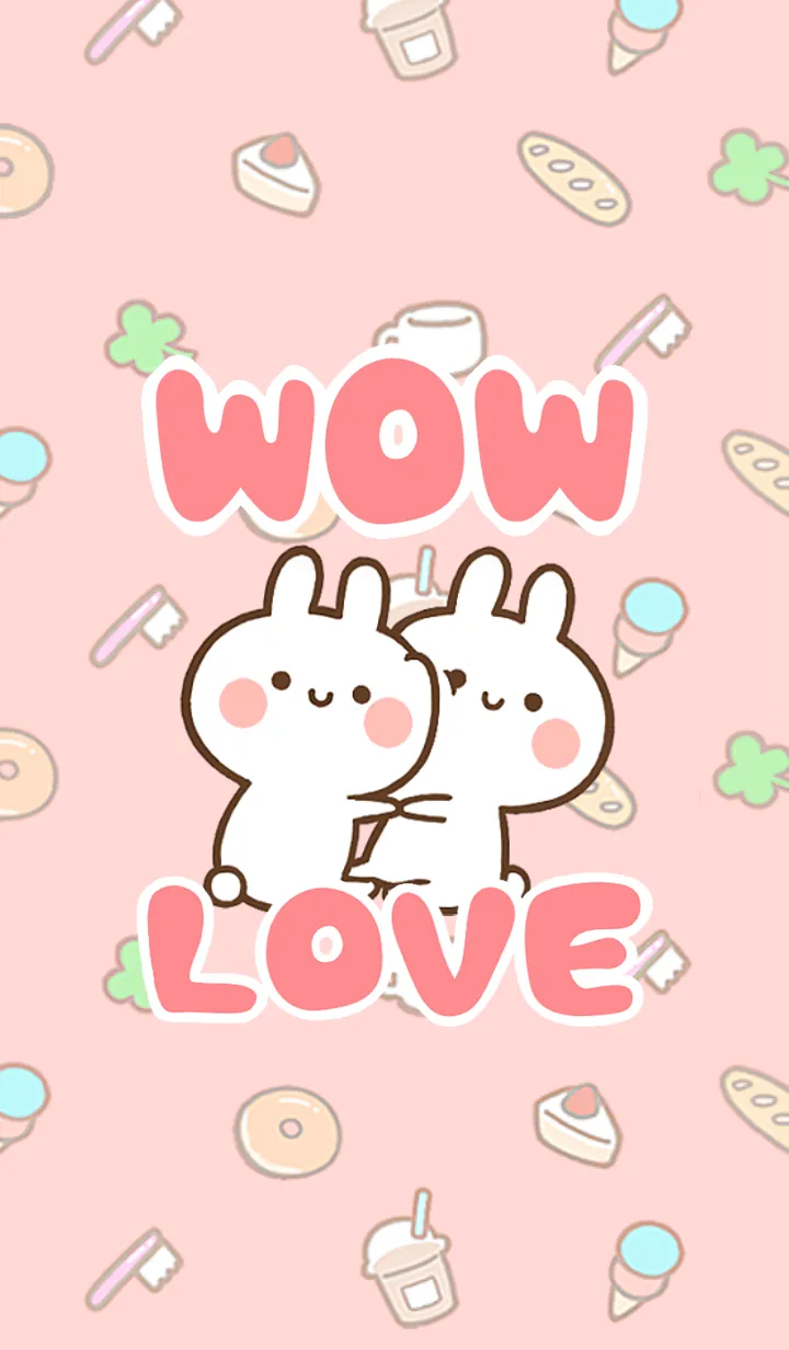 [LINE着せ替え] 【WOW】LOVE☆うさちゃん名前着せかえの画像1