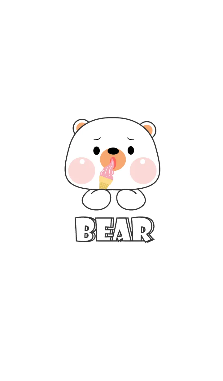 [LINE着せ替え] Simple White  Bear Love Food  Theme (JP)の画像1