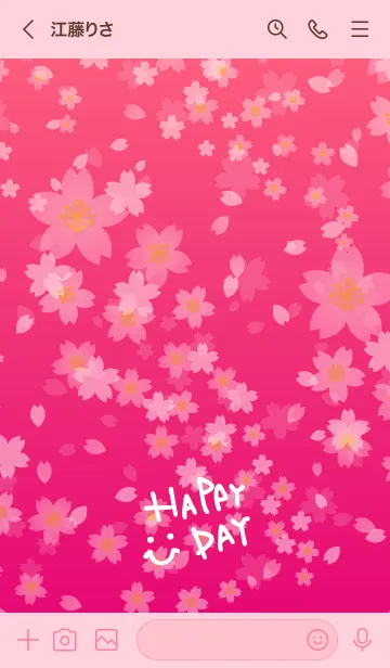 [LINE着せ替え] 桜ピンク-スマイル6-の画像3