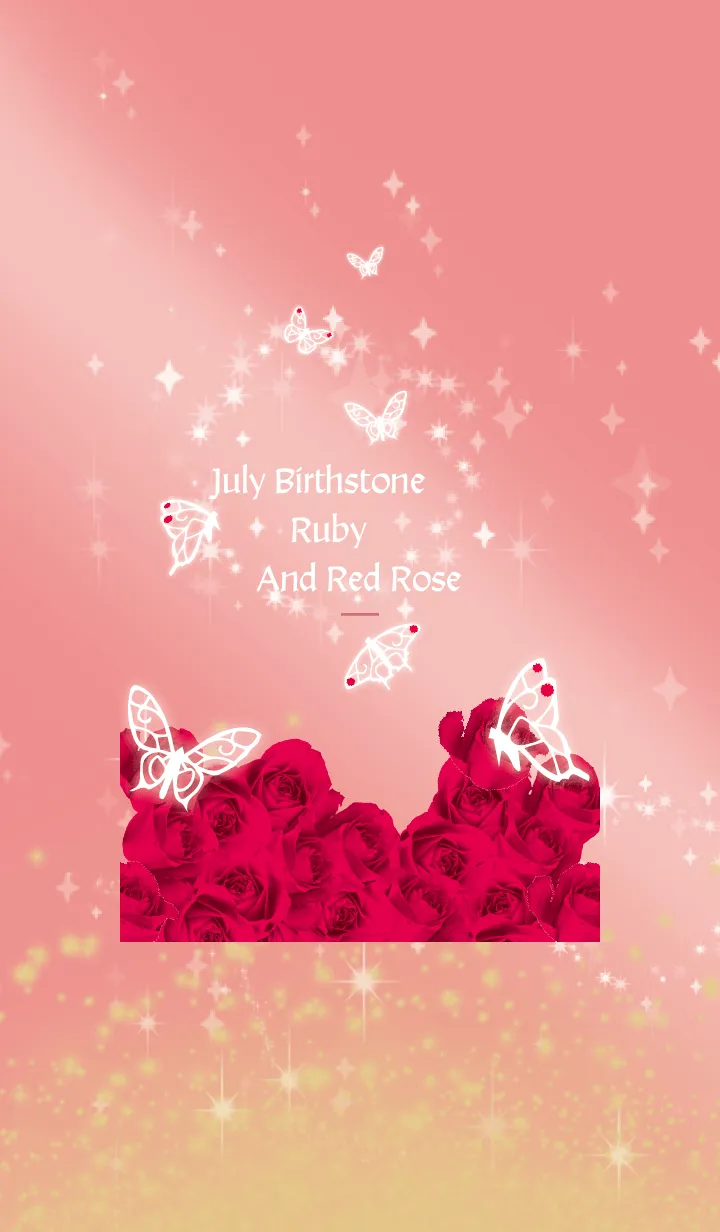 [LINE着せ替え] ベージュとピンク : 7月のルビーと蝶の画像1