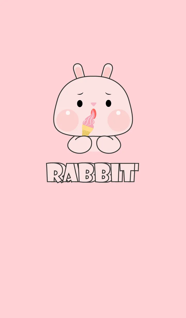 [LINE着せ替え] Simple Pink  Rabbit Love Food Theme (JP)の画像1