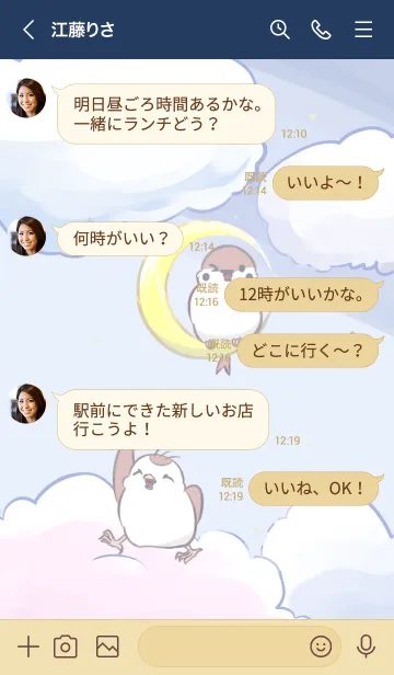 [LINE着せ替え] ちゅん子とちゅん太の星空さんぽの画像4