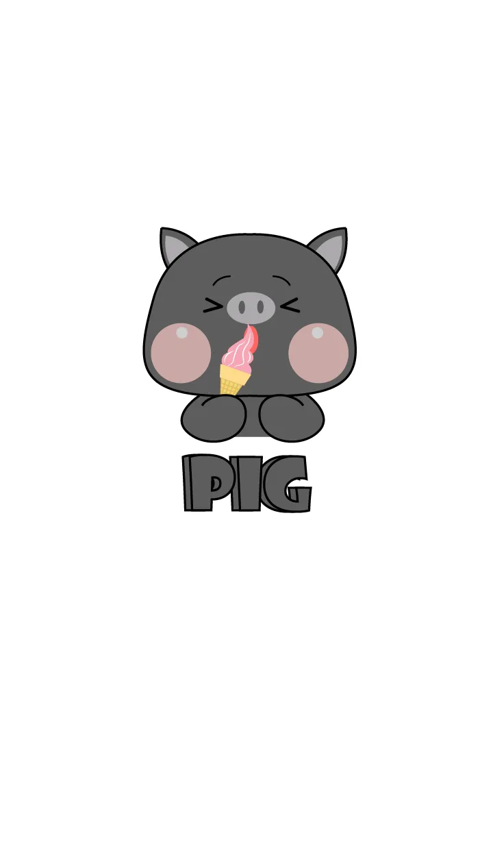 [LINE着せ替え] Simple Black  Pig  Love Food Theme (JP)の画像1