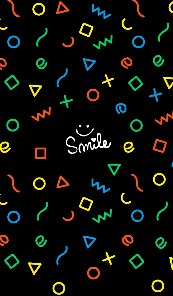 [LINE着せ替え] カラフル図形 黒の画像1