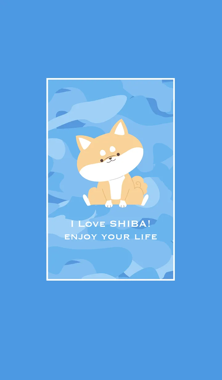 [LINE着せ替え] I LOVE SHIBA_camouflage_blueの画像1