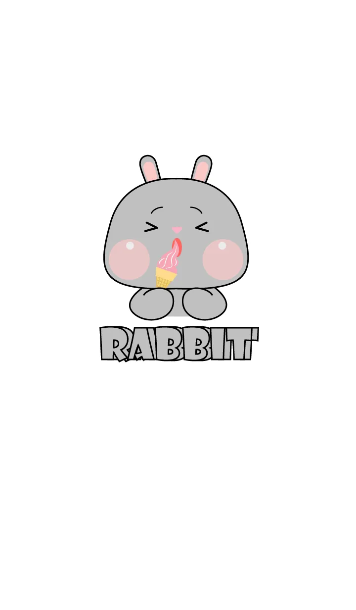 [LINE着せ替え] Simple Grey  Rabbit Love Food Theme (JP)の画像1