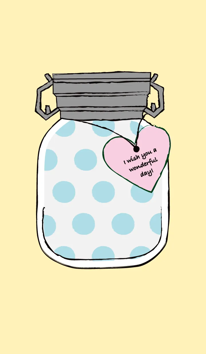 [LINE着せ替え] ボトルに入った水玉模様（水色）の画像1