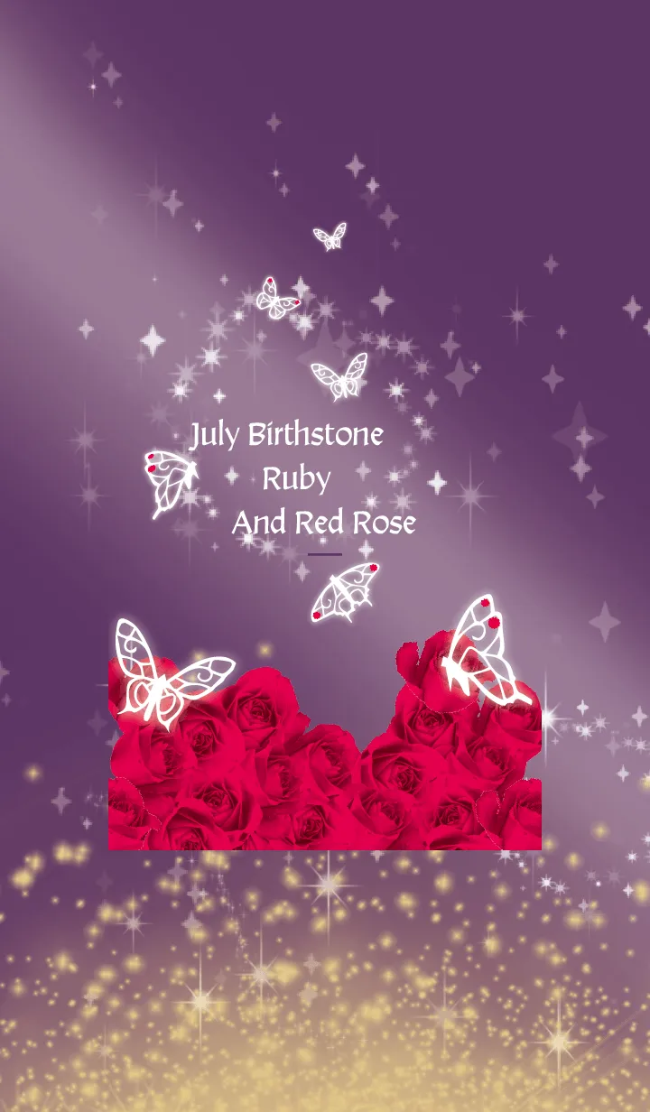 [LINE着せ替え] 紫 : 7月のルビーと蝶の画像1