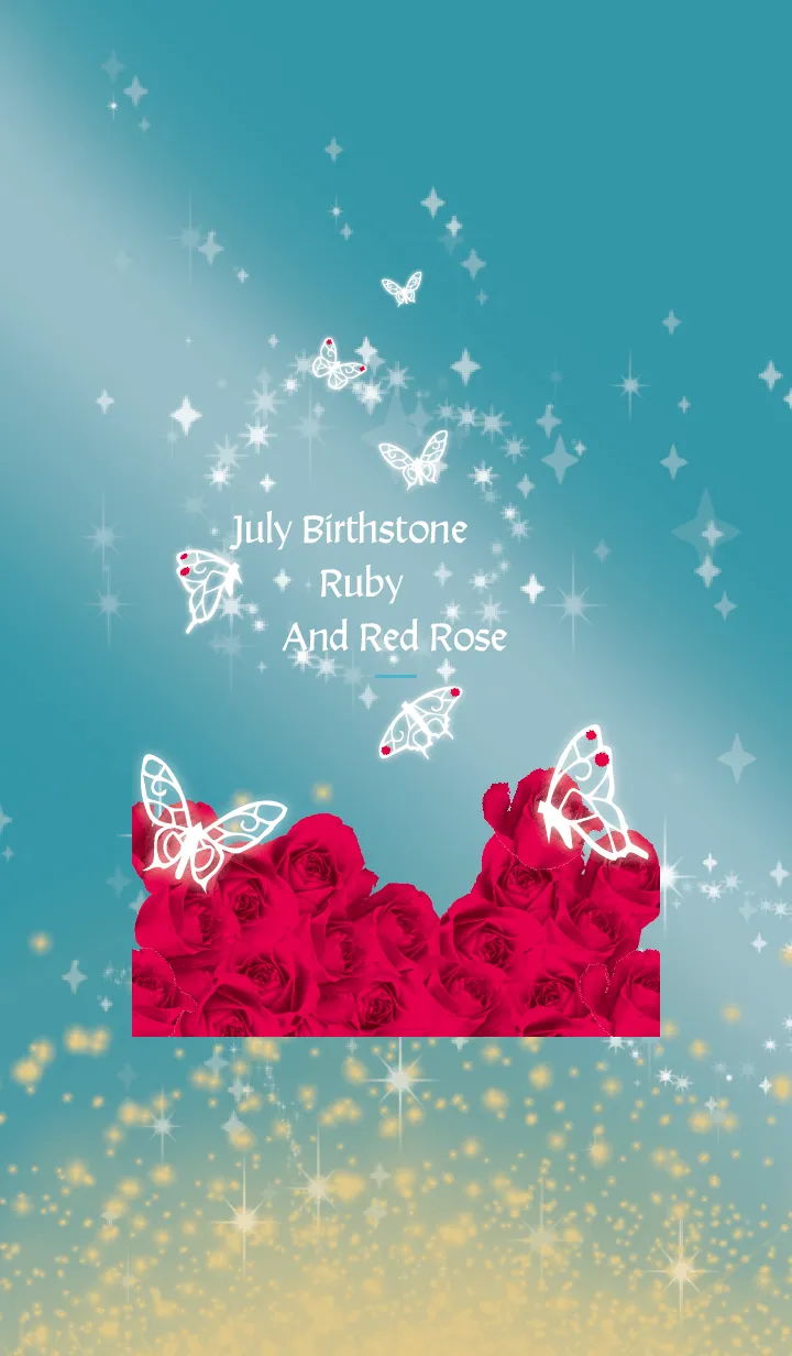 [LINE着せ替え] 青 : 7月のルビーと蝶の画像1