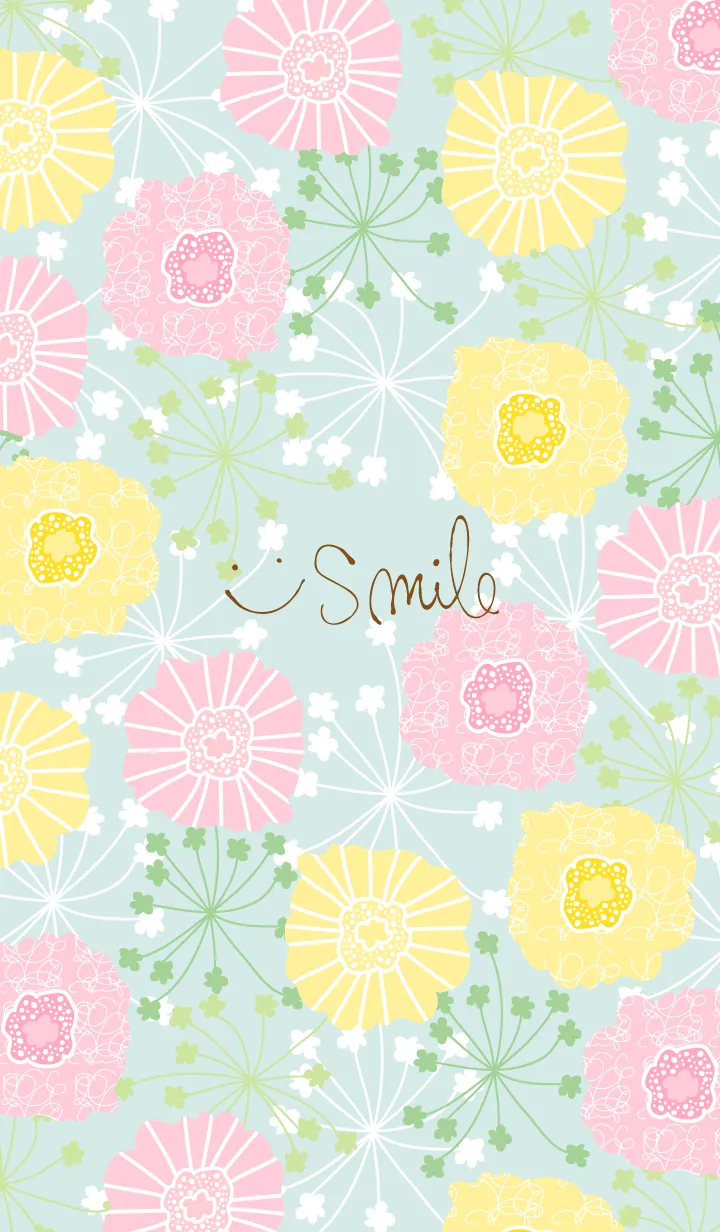 [LINE着せ替え] 北欧風お花グリーン スマイル2の画像1