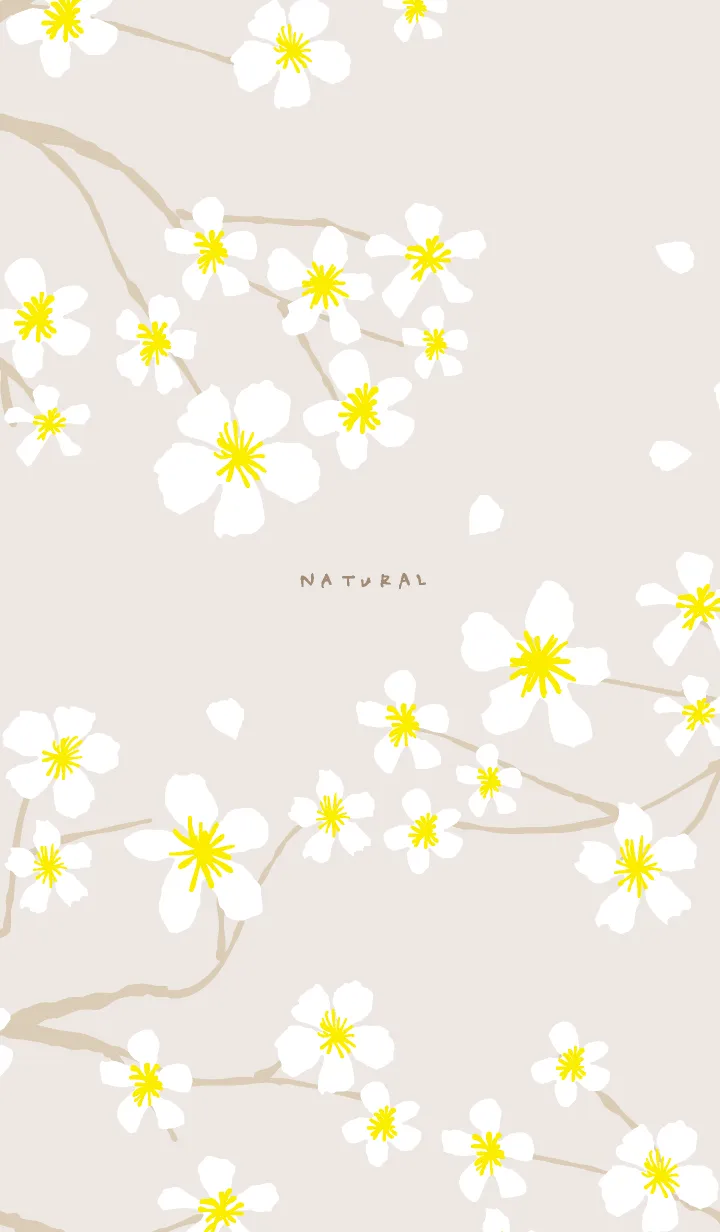[LINE着せ替え] 白い花咲く ベージュ4の画像1