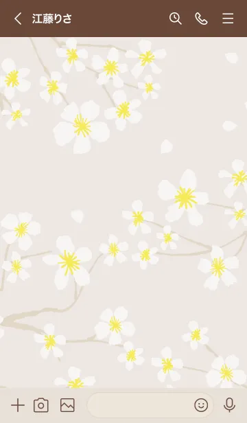 [LINE着せ替え] 白い花咲く ベージュ4の画像3