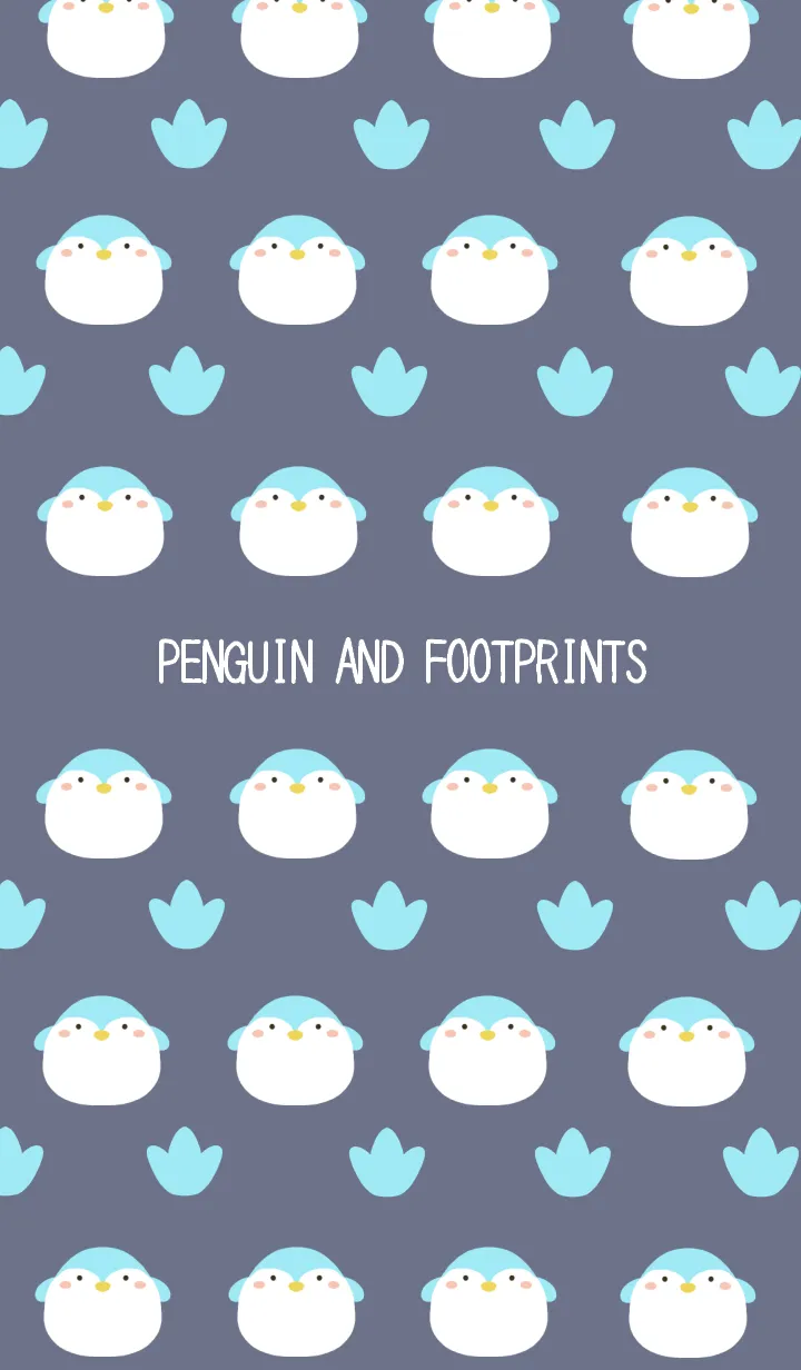 [LINE着せ替え] ペンギンと足跡の着せかえ くすみ紺の画像1