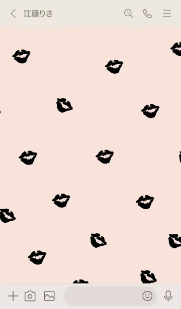 [LINE着せ替え] 黒キスマーク ピンク2の画像3