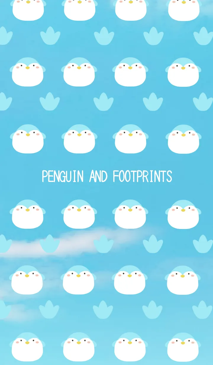 [LINE着せ替え] ペンギンと足跡の着せかえ 青空の画像1